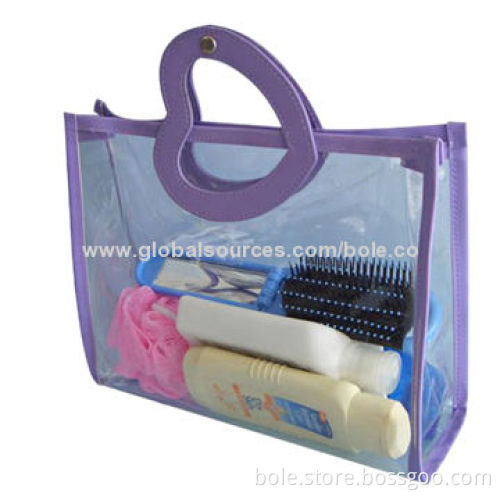 PVC Cosmetic Bag with Plastic Handle, OEM Orders Welcomed
